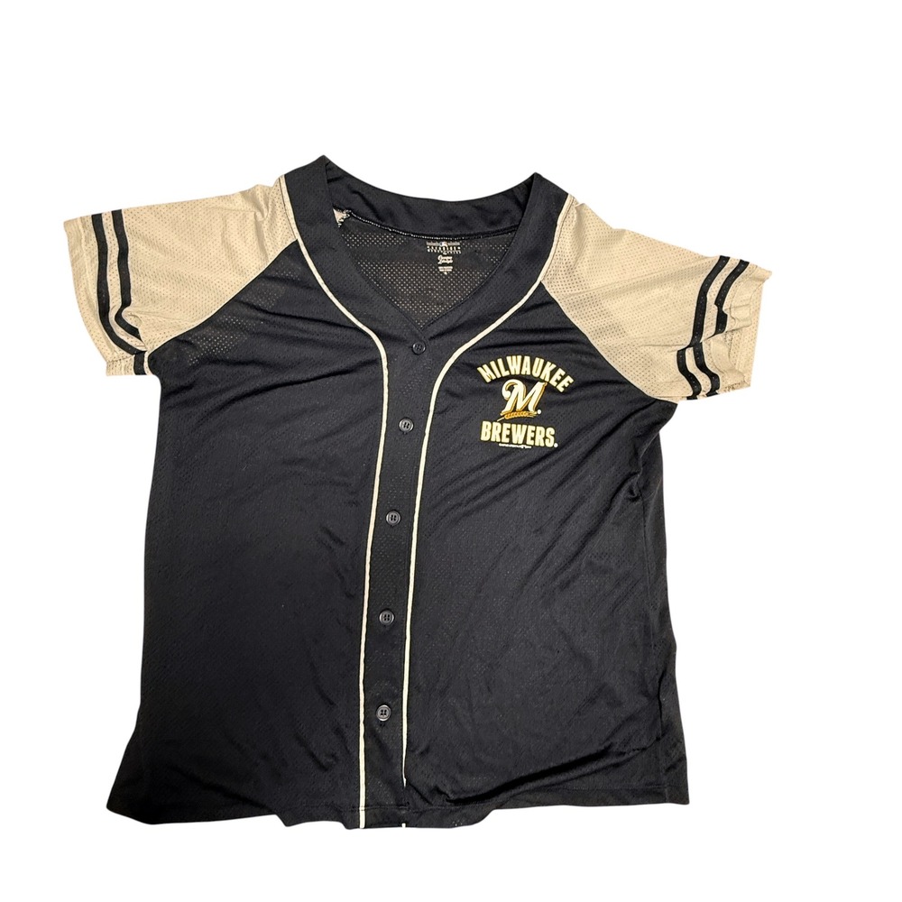 Milwaukee Brewers MLB Baseball Jersey Navy Blue White Mesh Womens XL